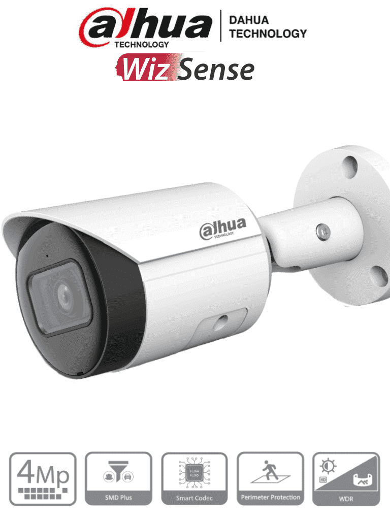 DAHUA IPC-HFW2441S-S - Camara IP Bullet de 4 Megapixeles/ WizSense/ Lente de 2.8mm/ 95 Grados de Apertura/ IR de 30 Metros/ SMD Plus/ Microfono Integrado/ WDR Real de 120 dB/ Ranura MicroSD/ IP67/ PoE/ DAHUA IPC-HFW2441S-S - Camara IP Bullet de 4 Megapixeles/ WizSense/ Lente de 2.8mm/ 95 Grados de Apertura/ IR de 30 Metros/ SMD Plus/ Microfono Integrado/ WDR Real de 120 dB/ Ranura MicroSD/ IP67/ PoE/